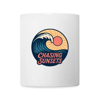 Chasing Sunsets Retro Surf Design Vintage Sonne - Tasse - Weiß - Vorne