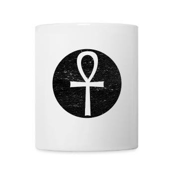 Croix égyptienne Ankh dans cercle noir - Mug blanc - blanc - Devant