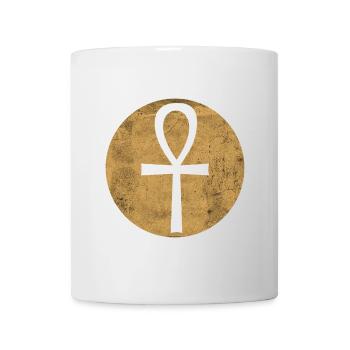 Croix égyptienne Ankh dans cercle doré - Mug blanc - blanc - Devant
