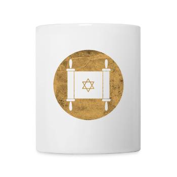 Torah scroll in a golden circle - Mug - white - Front