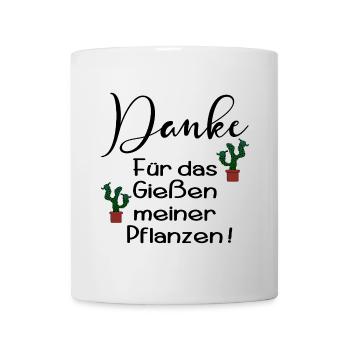 PFLANZENBEWÄSSERUNG DANKE URLAUB - Tasse - Weiß - Vorne
