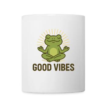 Positive Vibes – Meditierender Frosch im Zen-Modus - Tasse - Weiß - Vorne