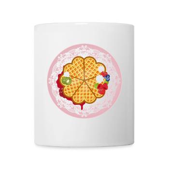 Golden waffles with fruit and cream motif - Mug - white - Front