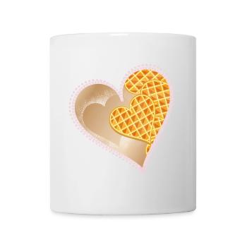 Herz Waffeln mit Puderzucker und Spitzenrand - Tasse - Weiß - Vorne