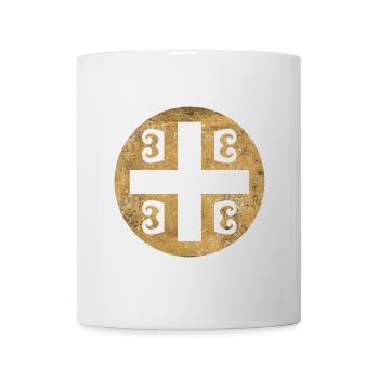 Serbisches Kreuz mit goldenem Kreis - Tasse - Weiß - Vorne