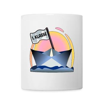 Einschulung Schulanfang Papierboot - Tasse - Weiß - Vorne