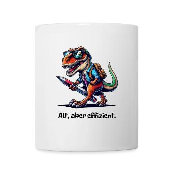Büro T-Rex - Alt aber effizient - Tasse - Weiß - Vorne