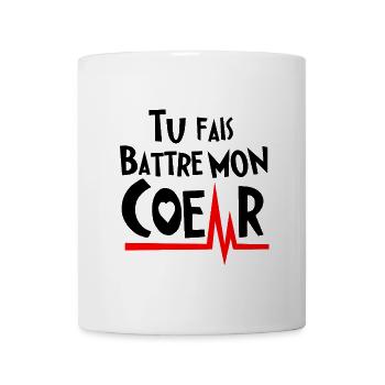 TU FAIS BATTRE MON COEUR ! (amour) noir - Mug blanc - blanc - Devant