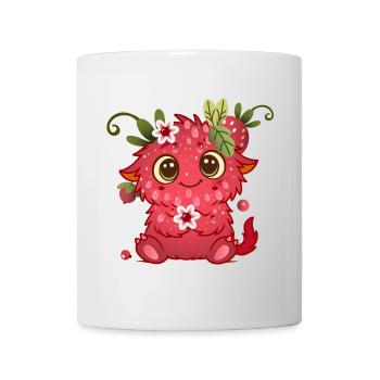 Niedliches Monster im Himbeer-Design - Tasse - Weiß - Vorne