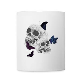 menschenschädel, schmetterlinge, goth - Tasse - Weiß - Vorne