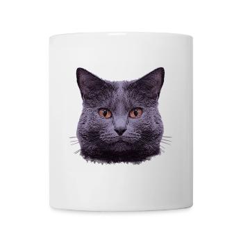 grauer Katzenkopf  - Tasse - Weiß - Vorne