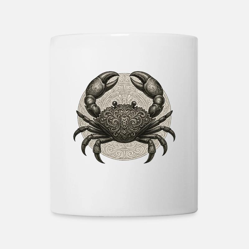 Filigree crab ornament in a circle - Mug - white