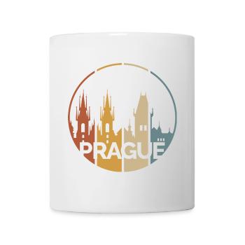 Prague city silhouette vintage colors - castle logo - Mug - white - Front