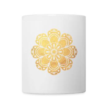 Yoga Sonne Meditation Gold Namaste Indien Mandala - Tasse - Weiß - Vorne