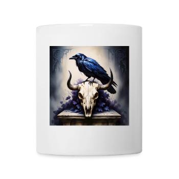 Mystical Raven and Bull Skull Artwork - Mug - white - Front