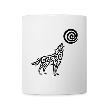 Le loup noir et la lune - Mug blanc - blanc - Devant