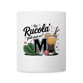 "Rucola vs. Rumcola" - Humor zum Anziehen - Tasse - Weiß - Vorne