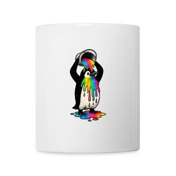 Bunter Pinguin mit Farbeimer - Tasse - Weiß - Vorne