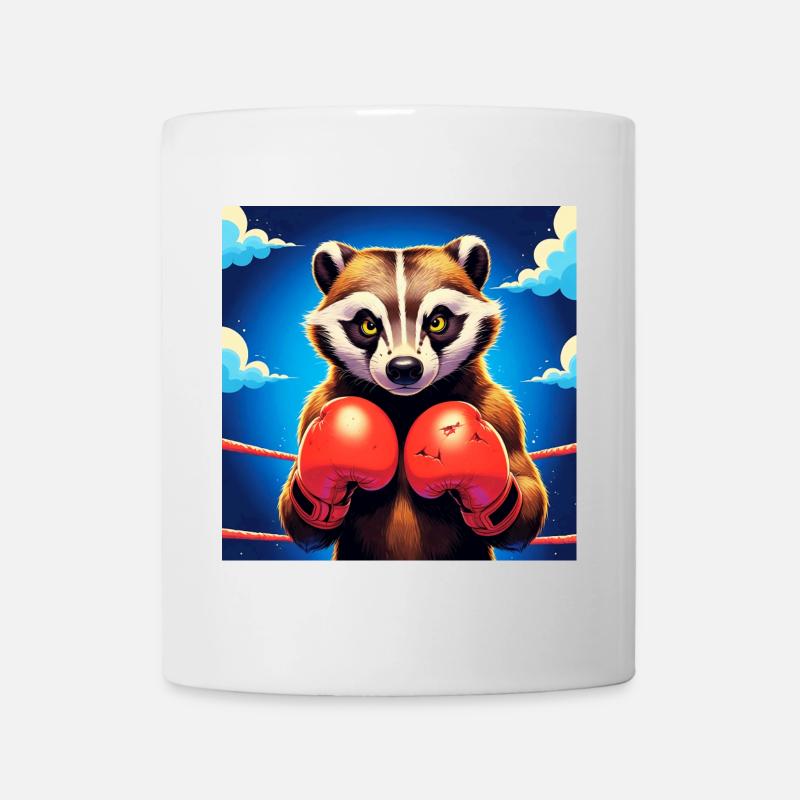 Illustration de raton laveur de boxe - Mug blanc - blanc