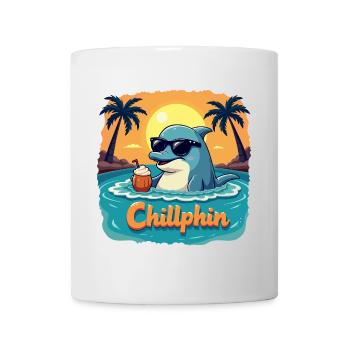 Chillphin – Entspann dich wie ein Delfin - Tasse - Weiß - Vorne