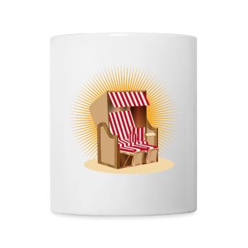 Nostalgisches Strandkorb Motiv in Rot-Weiß - Tasse - Weiß - Vorne