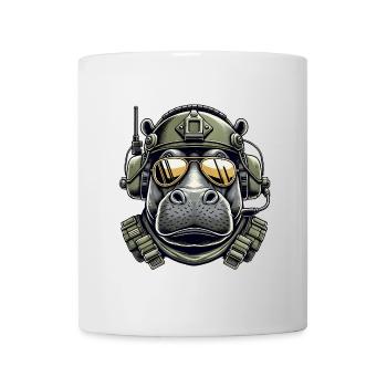 Nilpferd Militär Design - Tasse - Weiß - Vorne