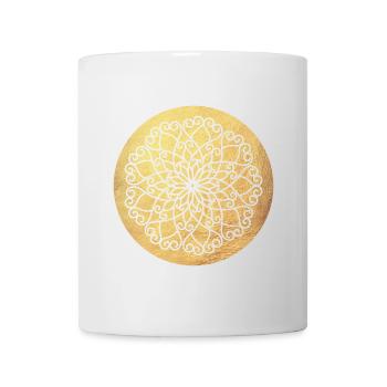 Yoga Ornament Gold Sonne Mandala Meditation Indien - Tasse - Weiß - Vorne