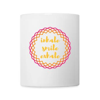 Inspirer Sourire Exhale Yoga Méditation Anneau Cercle om - Mug blanc - blanc - Devant