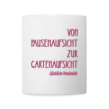 ABSCHIED LEHRERIN - GLÜCKLICHE PENSIONÄRIN - Tasse - Weiß - Vorne