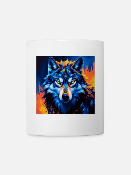 Vivid Geometric Wolf Illustration - Mug - white