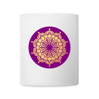 Yoga Ornament Blüte Sonne Mandala Kreis Gold om - Tasse - Weiß - Vorne