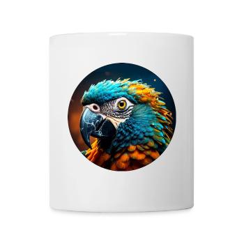 Perroquet, Coloré, Paillettes, Paillettes, Oiseau - Mug blanc - blanc - Devant