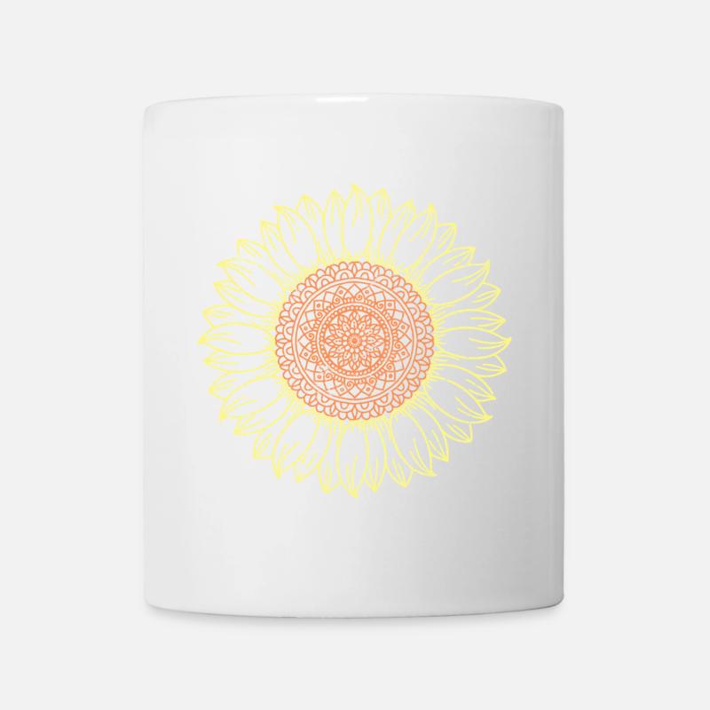 Intricate Mandala Sunflower Design - Mug - white