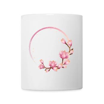 Magnolien Blumenrahmen im asiatischen Stil - Tasse - Weiß - Vorne