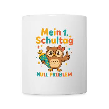 Mein 1. Schultag | Eule mit Schultüte & Schleife - Tasse - Weiß - Vorne