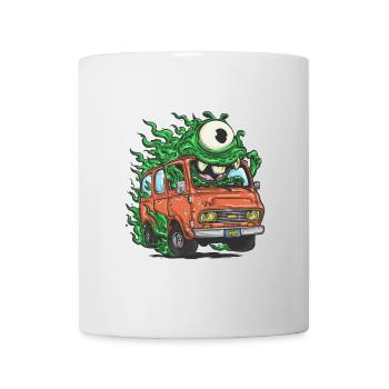 Green Monster in Retro Van - Mug - white - Front
