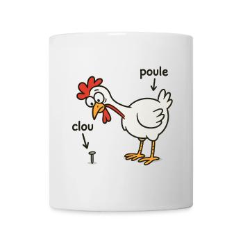 poule trouvant un clou - Mug blanc - blanc - Devant