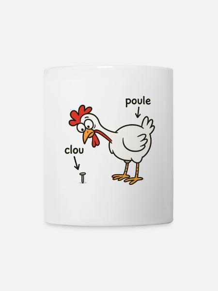 poule trouvant un clou - Mug blanc - blanc