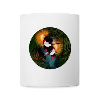 Two ornate crowned cranes in harmony - Mug - white - Front