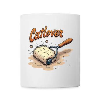 Catlover – Vivre avec un rouleau à charpie - Mug blanc - blanc - Devant