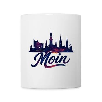 Hamburg Moin Stadt Silhouette galaktisch Geschenk - Tasse - Weiß - Vorne