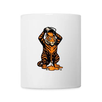 Tiger mit Farbeimer Cartoon Design - Tasse - Weiß - Vorne