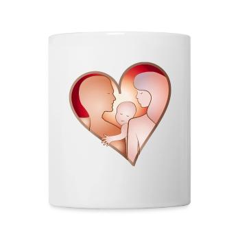 Love in the Family – Heart with Parents & Child - Mug - white - Front