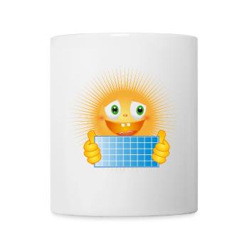 Bright sun with solar panel - Mug - white - Front