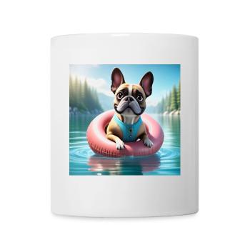 Playful French Bulldog on Water Ring - Mug - white - Front