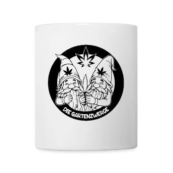 Kiffer Gartenzwerge mit Hanfblatt - Tasse - Weiß - Vorne