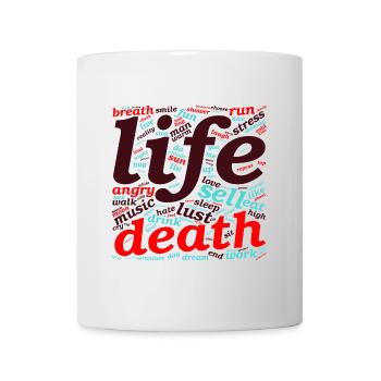 Life & Death – Word Art between Heaven and Hell - Mug - white - Front
