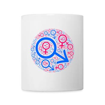 Gender-Kuddelmuddel im Kreis-Design - Tasse - Weiß - Vorne