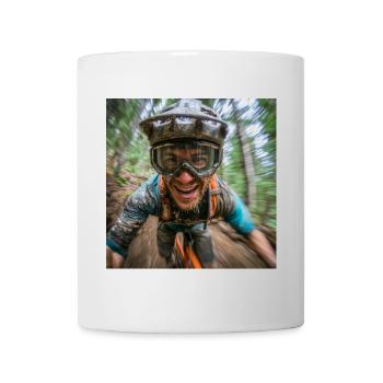 Matsch im Gesicht – Glück im Herz - Tasse - Weiß - Vorne