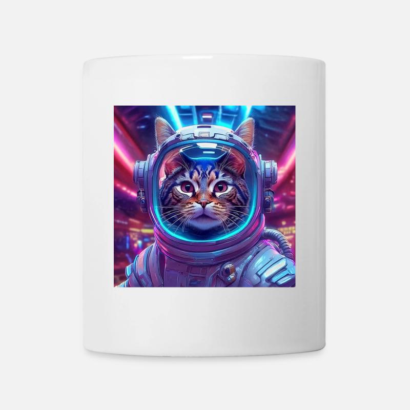 01 Cat astronaut in the neon room - Mug - white